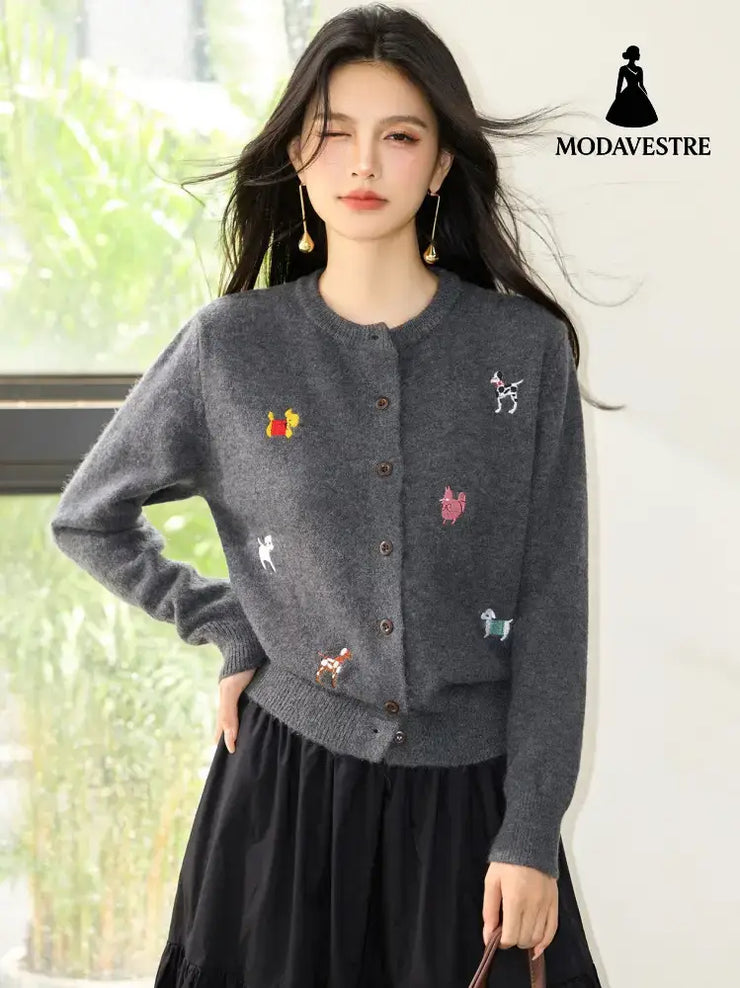 Knitted Cardigan Coat for Women Autumn Winter Loose Soft Youthful Knit Open Front Top