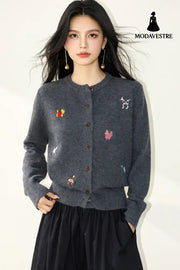 Knitted Cardigan Coat for Women Autumn Winter Loose Soft Youthful Knit Open Front Top