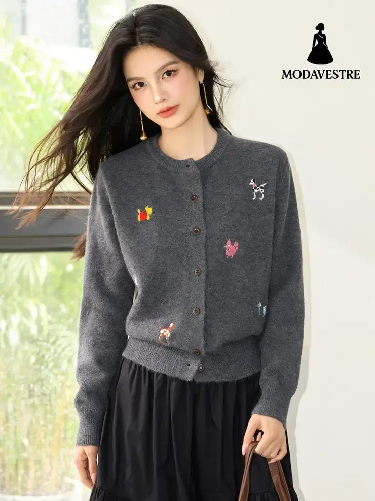 Knitted Cardigan Coat for Women Autumn Winter Loose Soft Youthful Knit Open Front Top