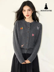 Knitted Cardigan Coat for Women Autumn Winter Loose Soft Youthful Knit Open Front Top