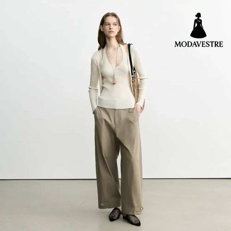 Knitted Halter Backless Tank Top – Minimalist Strapless Camisole for Women