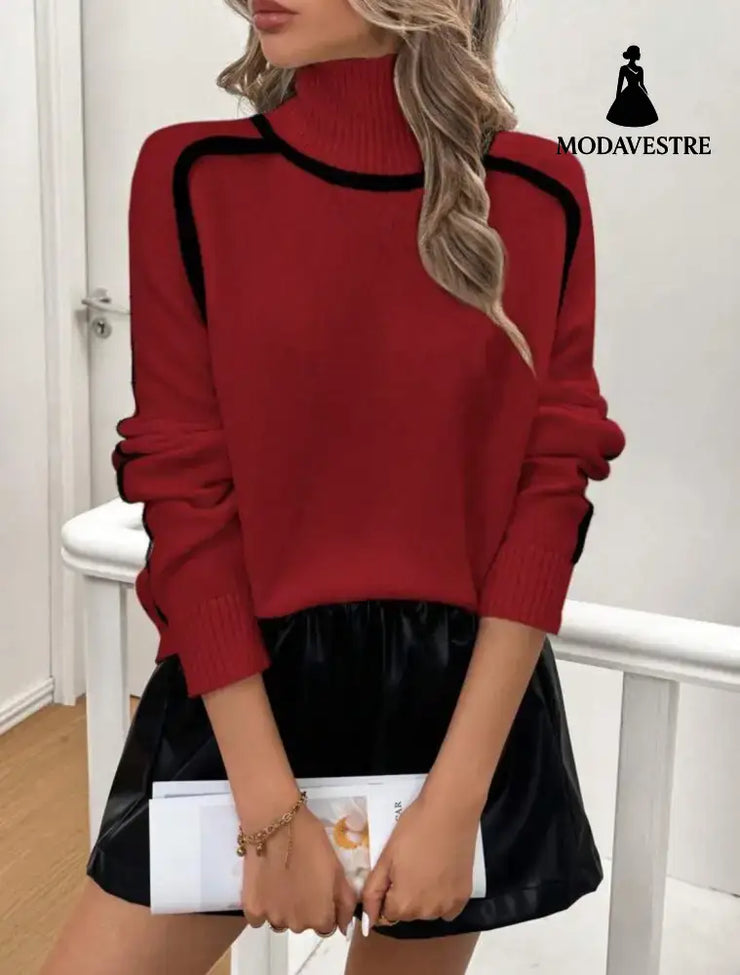 Knitwear Lazy Sweater Street Fashionable Women Red / L