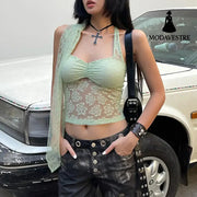 Lace Lightweight Breathable Hot Girl Backless Halter Vest Top