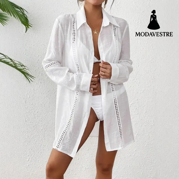 Lace Long-sleeved Beach Sun Protection Women’s Loose Women’s Clothing