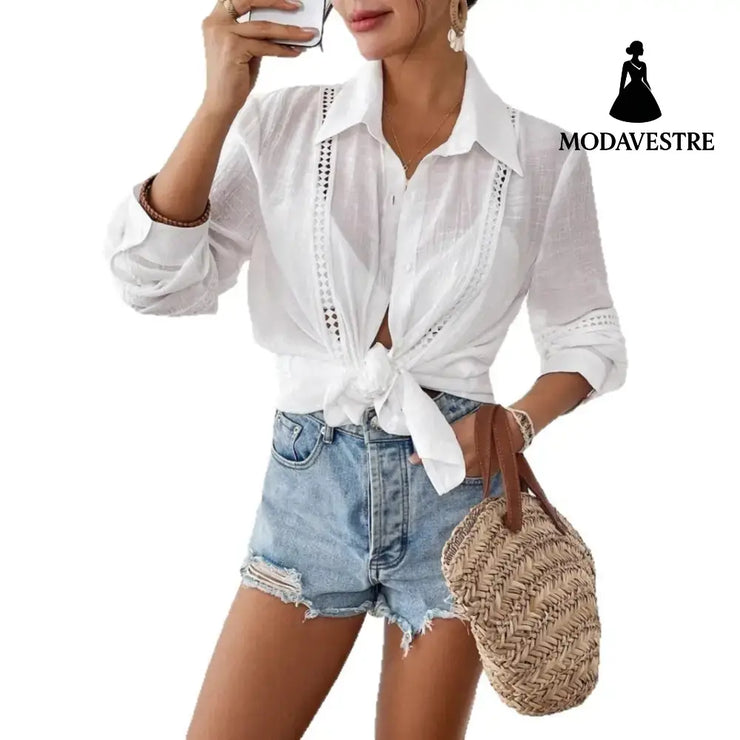 Lace Long-sleeved Beach Sun Protection Women’s Loose Women’s Clothing