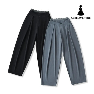 Lace lace patchwork trousers