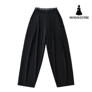 Lace lace patchwork trousers Black / S