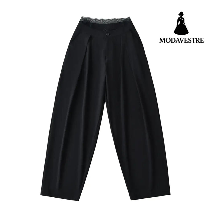 Lace lace patchwork trousers Black / S