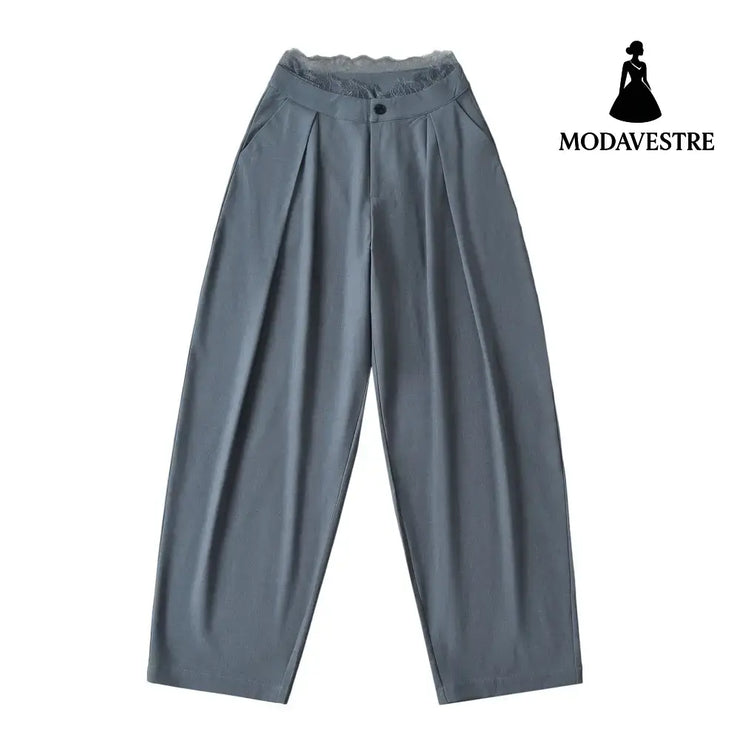 Lace lace patchwork trousers Gray / S