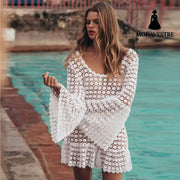 Lace skirt beach mesh skirt White / L