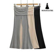 Lace turned high waisted slightly flared casual pants