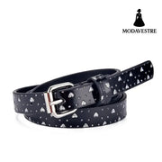 Ladies Kids Belts Heart Glitter Jeans Cropped Black Heart