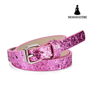 Ladies Kids Belts Heart Glitter Jeans Cropped Glitter Pink