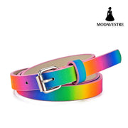 Ladies Kids Belts Heart Glitter Jeans Cropped Rainbow