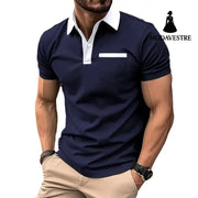 Lapel Fashion Slim Pocket Short-sleeved T-shirt Polo Shirt Men Clothing Shirt