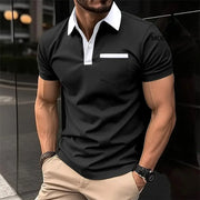 Lapel Fashion Slim Pocket Short-sleeved T-shirt Polo Shirt Men Clothing Black / L Shirt