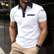 Lapel Fashion Slim Pocket Short-sleeved T-shirt Polo Shirt Men Clothing White / L Shirt