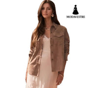 Lapel Multi-pocket Design Loose-fitting Women’s Jacket Jacket