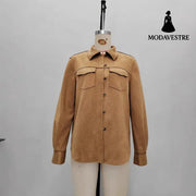 Lapel Multi-pocket Design Loose-fitting Women’s Jacket Jacket