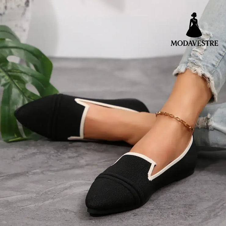 Large Size Flats Female Pointed-toe Fashion Leisure Slip On Pumps Black / 36
