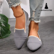 Large Size Flats Female Pointed-toe Fashion Leisure Slip On Pumps Gray / 36