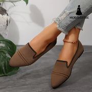 Large Size Flats Female Pointed-toe Fashion Leisure Slip On Pumps Light Brown / 36