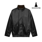 Leather Clothing With Stand Collar Coat For Men Black / L Jacket