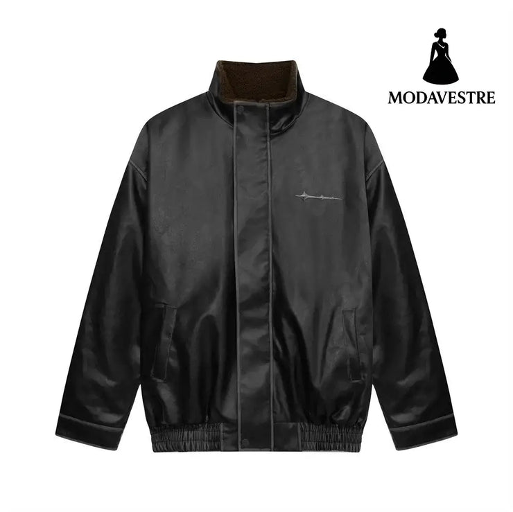 Leather Clothing With Stand Collar Coat For Men Jacket