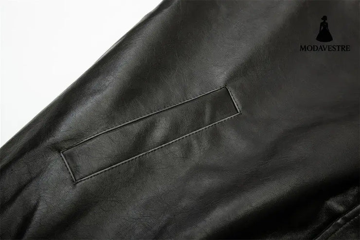 Leather Clothing With Stand Collar Coat For Men Jacket