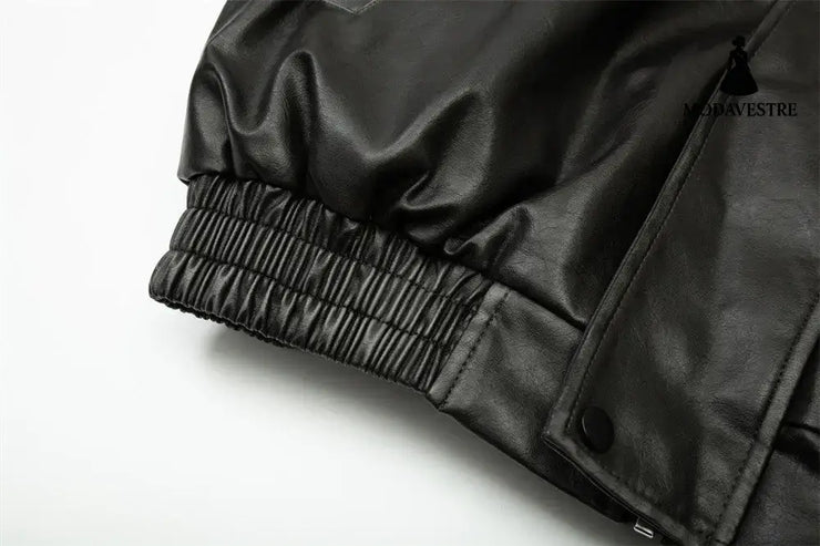 Leather Clothing With Stand Collar Coat For Men Jacket