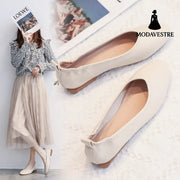 Leather Pea Single Shoes Women’’s Summer Soft Bottom Flat Bottom Versatile 3style / 34