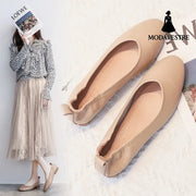 Leather Pea Single Shoes Women’’s Summer Soft Bottom Flat Bottom Versatile 4style / 34
