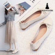 Leather Pea Single Shoes Women’’s Summer Soft Bottom Flat Bottom Versatile