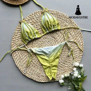 Light Green Tie-Dye Bikini Set – Gradient Two-Piece Women’s Swimsuit