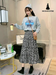 Long skirt casual skirt pleated skirt