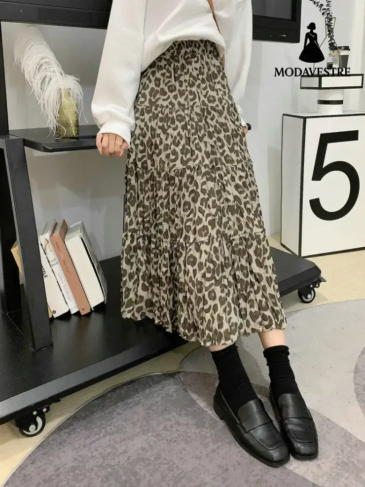 Long skirt casual skirt pleated skirt