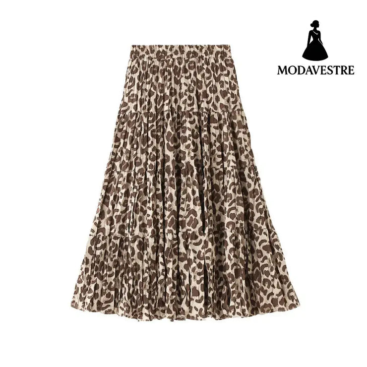 Long skirt casual skirt pleated skirt Khaki / One size
