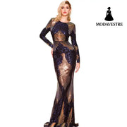 Long Sleeve Backless Sequin Dresses Female Maxi Multi Dress