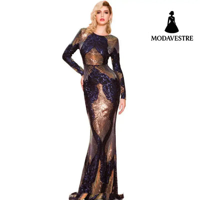 Long Sleeve Backless Sequin Dresses Female Maxi Multi Dress