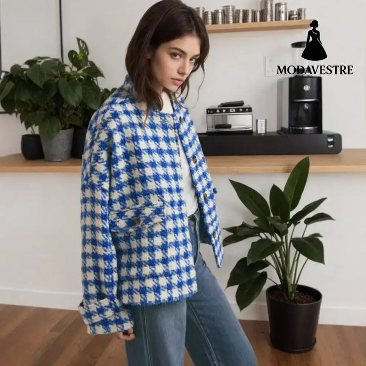Loose Casual Fashion Plaid Women’s Coat Coat