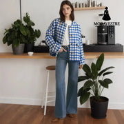 Loose Casual Fashion Plaid Women’s Coat Coat