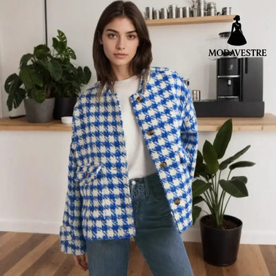 Loose Casual Fashion Plaid Women’s Coat Coat