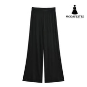 Loose casual wide leg pants Black / S
