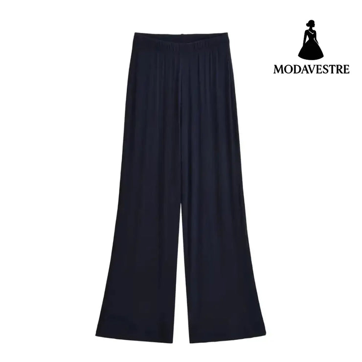 Loose casual wide leg pants Navy Blue / S
