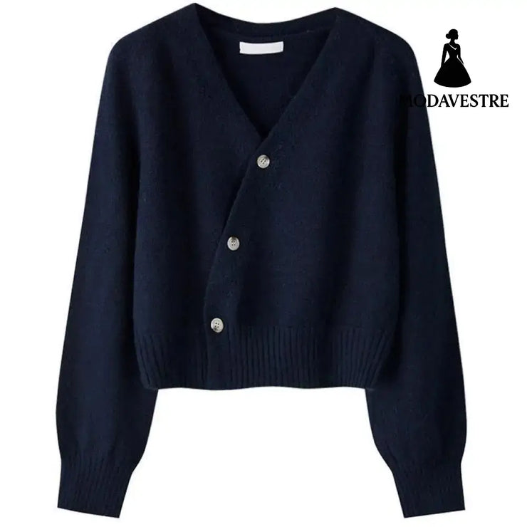Loose Casual Women’s Cardigan Sweater Coat Navy Blue / 2XL Women’s Clothing