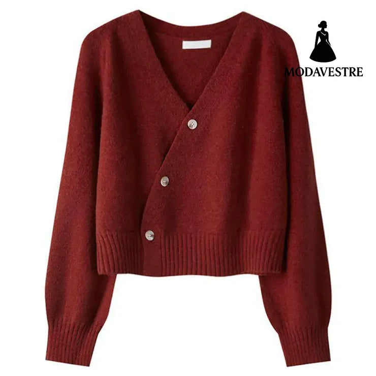 Loose Casual Women’s Cardigan Sweater Coat Wine Red / 2XL Women’s Clothing