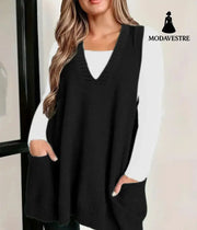 Loose Plus Size Sleeveless Pullover Casual Fashion Black / L Jumper