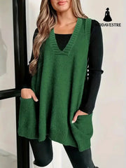 Loose Plus Size Sleeveless Pullover Casual Fashion Green / L Jumper