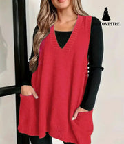 Loose Plus Size Sleeveless Pullover Casual Fashion Red / L Jumper