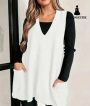 Loose Plus Size Sleeveless Pullover Casual Fashion White / L Jumper